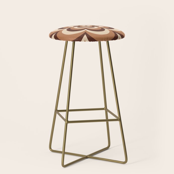 70s Retro Flower Power in Coffee Brown Stool