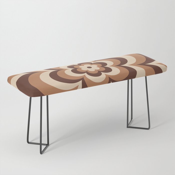 70s Retro Flower Power in Coffee Brown Bench