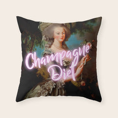 Champagne Diet' Marie Antoinette  Throw Pillow