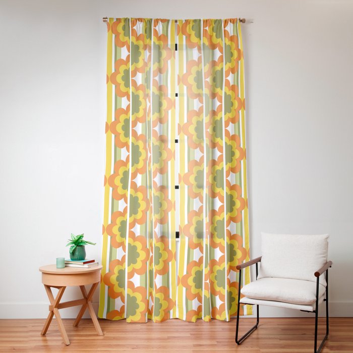 70's Summer' Orange Yellow Green Window Curtain