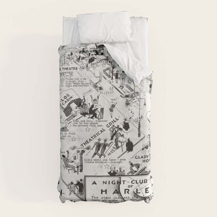 1932 Night-Club Map of Harlem, NY Centerfold from Manhattan Weekly by Elmer Simms Campbell Duvet Cover