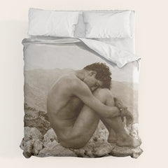 Caino' Male Nude black and white photograph / black and white photography by Wilhem von Gloeden Duvet Cover