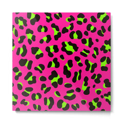 80s Neon Pink and Lime Green Leopard Metal Print