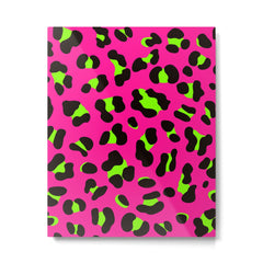 80s Neon Pink and Lime Green Leopard Metal Print