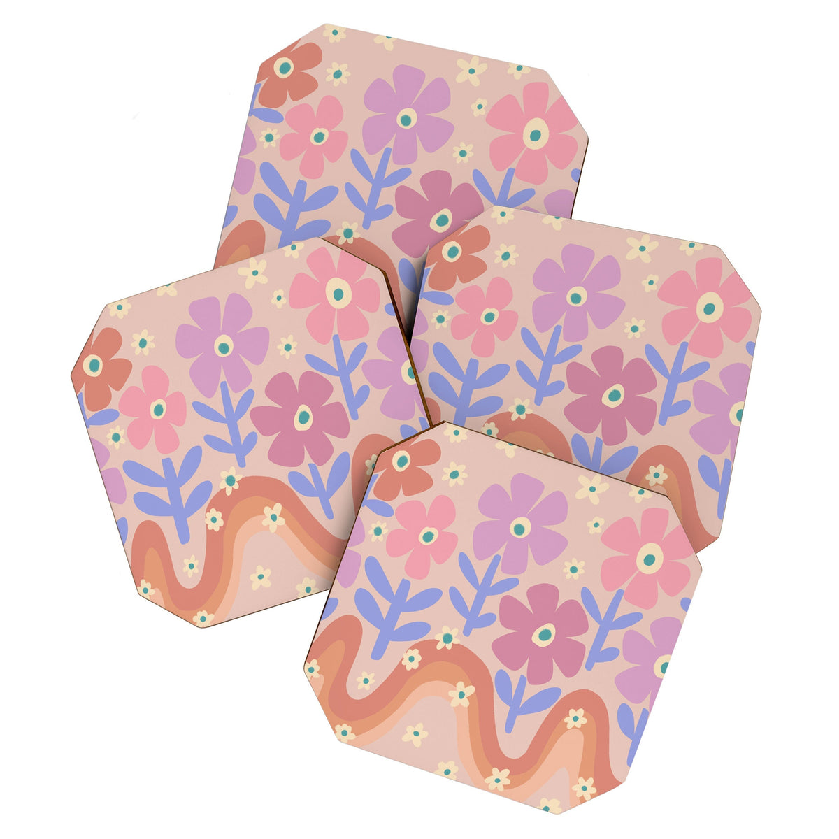 70s Retro Floral vibe Coaster