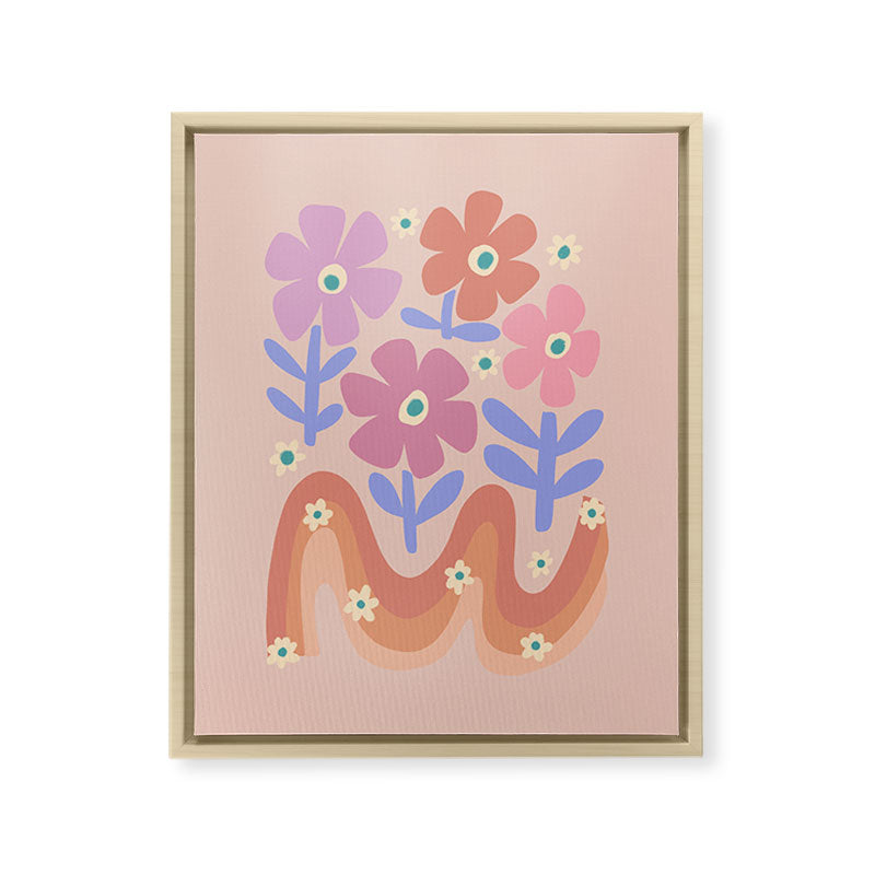 70s Retro Floral vibe Framed Canvas Print