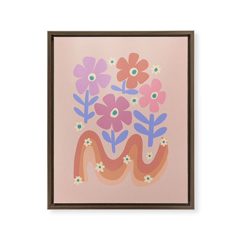 70s Retro Floral vibe Framed Canvas Print