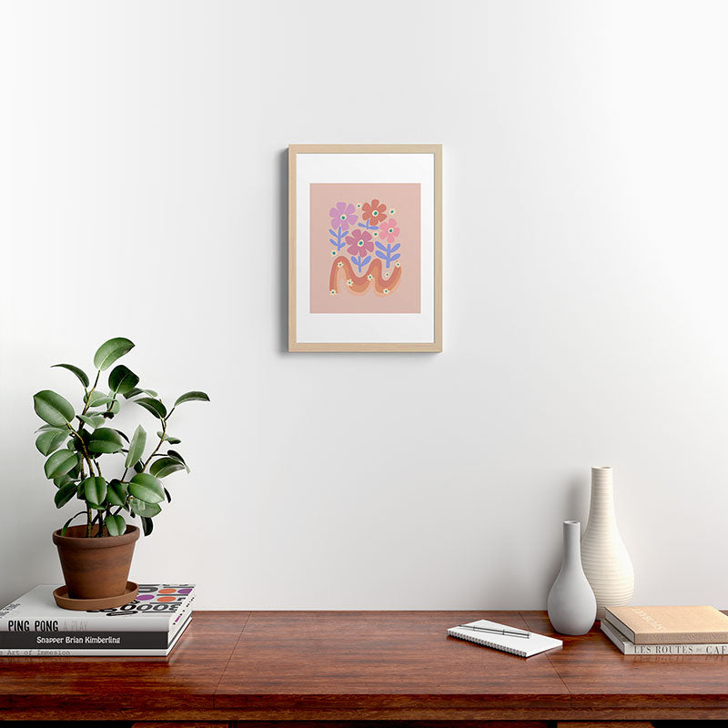 70s Retro Floral vibe Framed Art Print