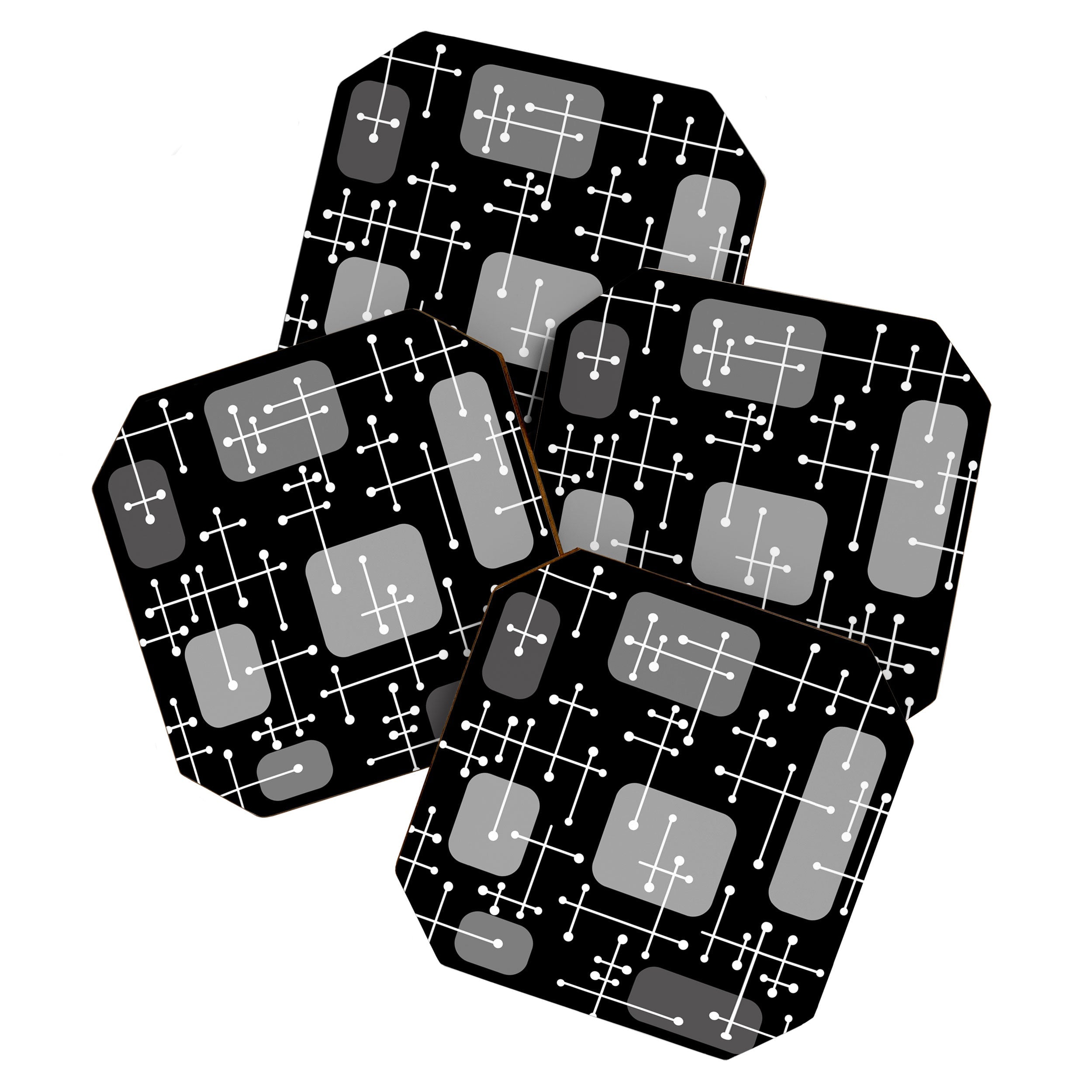 1950s Eames Era Art Crosshairs Black White Coaster