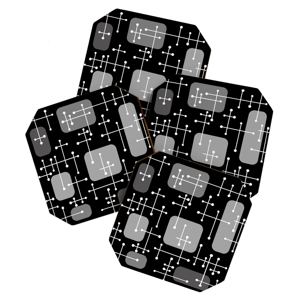 1950s Eames Era Art Crosshairs Black White Coaster