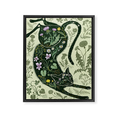 A Cat in the Wildflowers Framed Canvas Print
