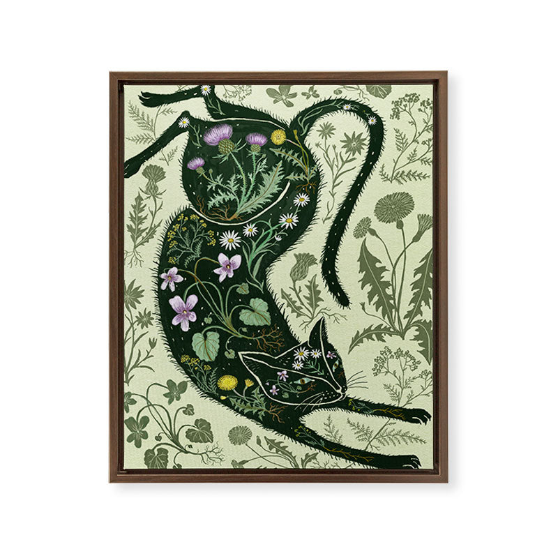 A Cat in the Wildflowers Framed Canvas Print