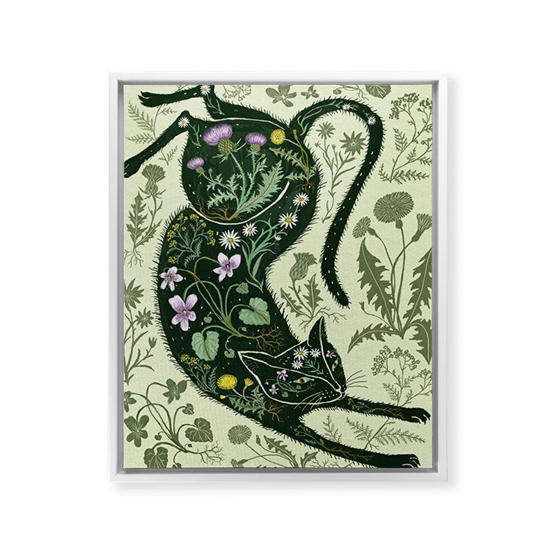 A Cat in the Wildflowers Framed Canvas Print