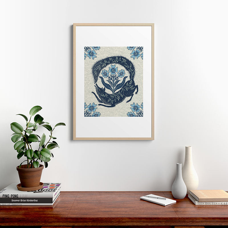 A Fox Chasing Its Tail Framed Art Print