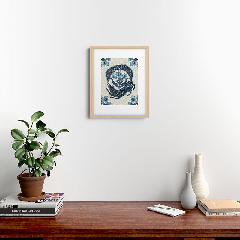 A Fox Chasing Its Tail Framed Art Print