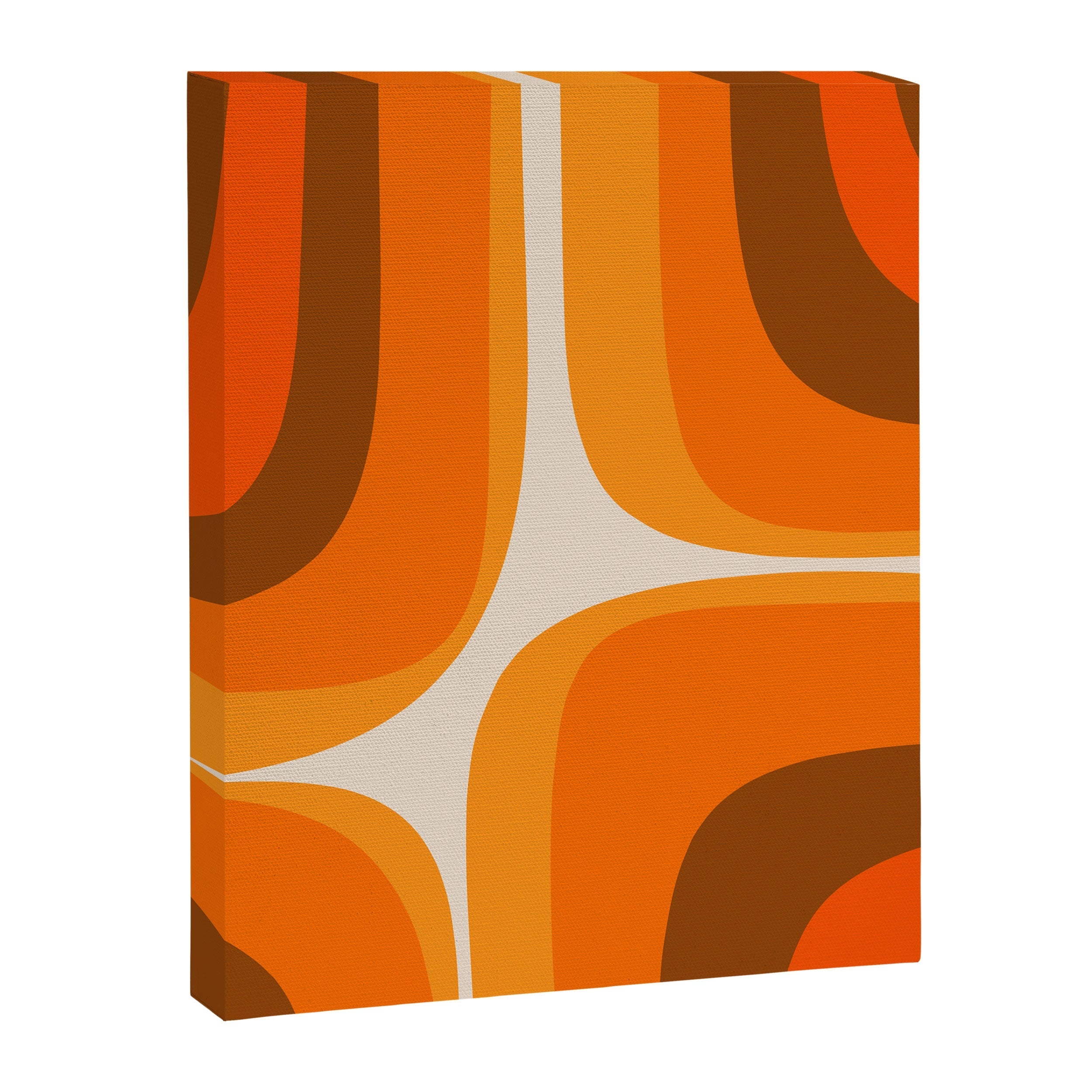 70s Retro Groove Minimalist Mid Century Modern Abstract in 1970s Brown and Orange Canvas Print