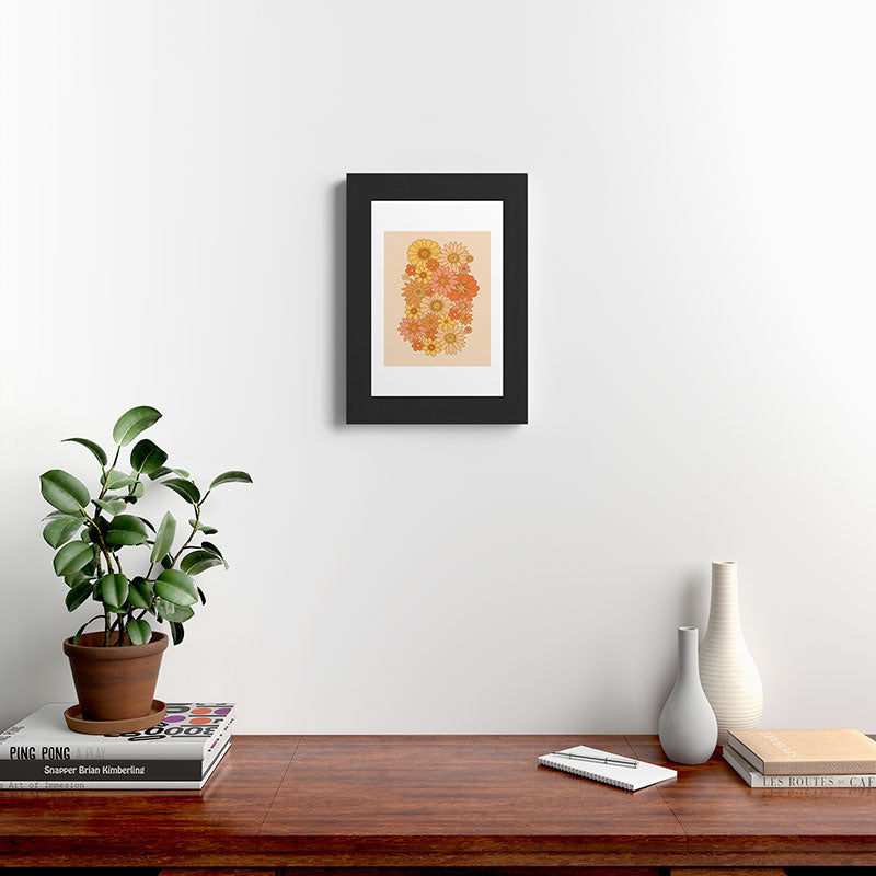 70s Retro Daisy Floral Framed Art Print
