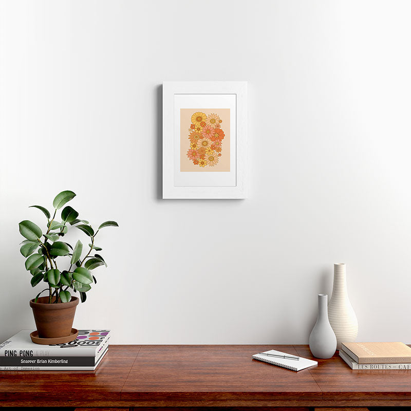 70s Retro Daisy Floral Framed Art Print