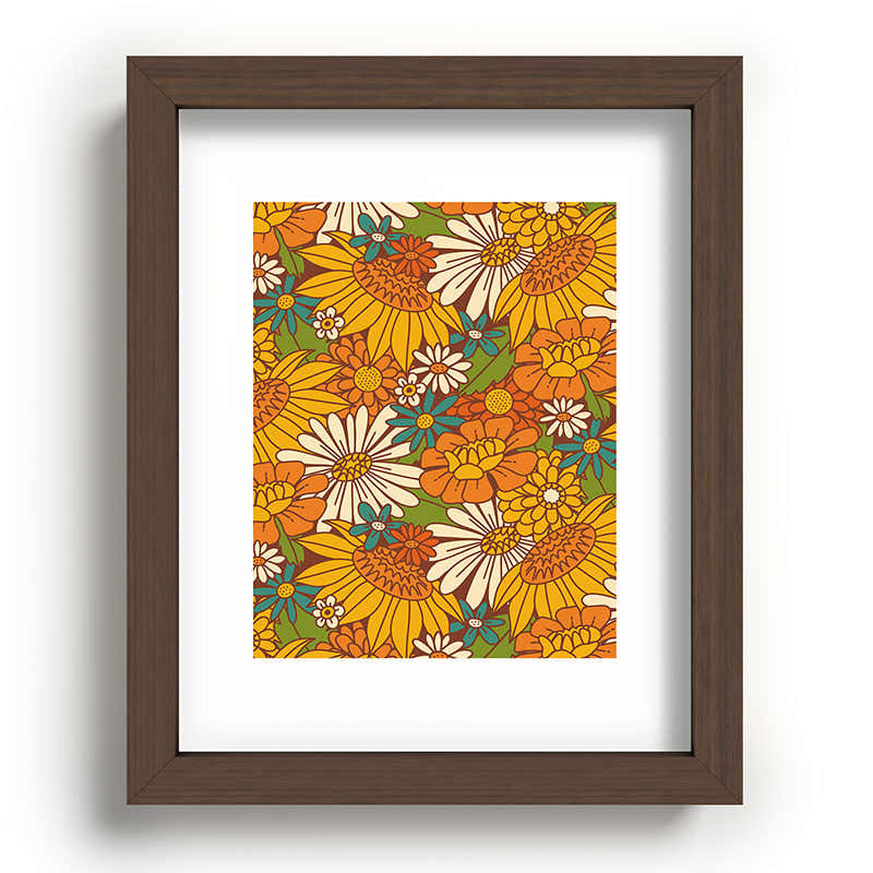 70s Retro Floral Framed Art Print