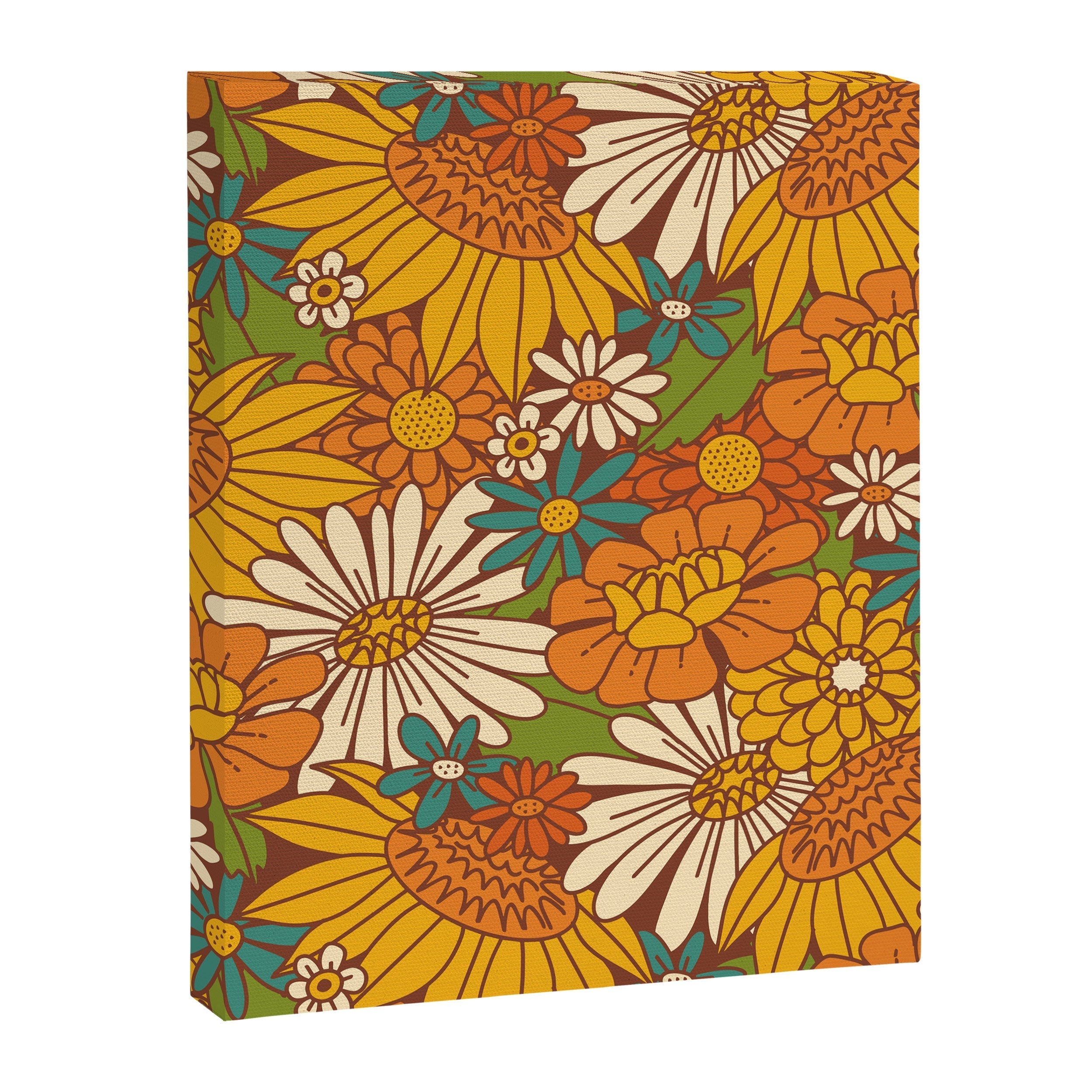 70s Retro Floral Canvas Print