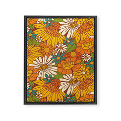70s Retro Floral Framed Canvas Print