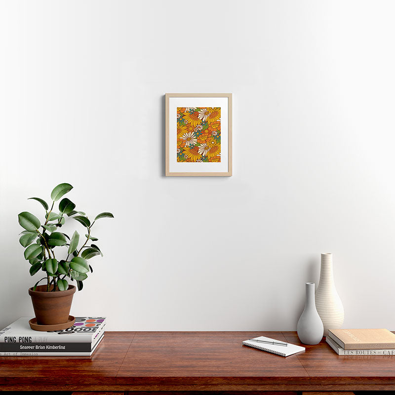 70s Retro Floral Framed Art Print