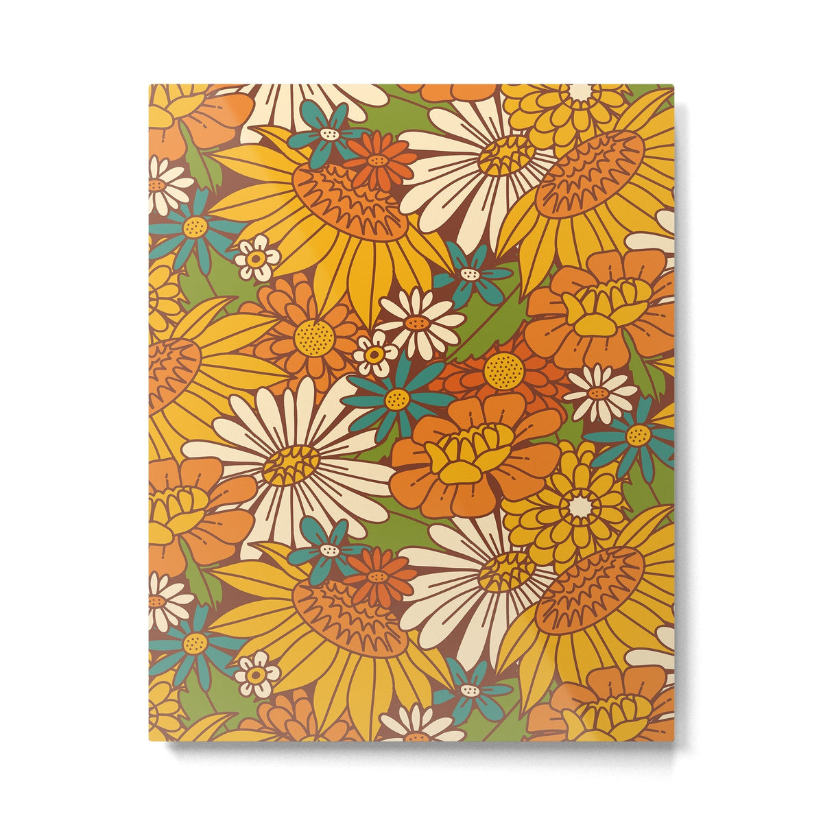 70s Retro Floral Metal Print