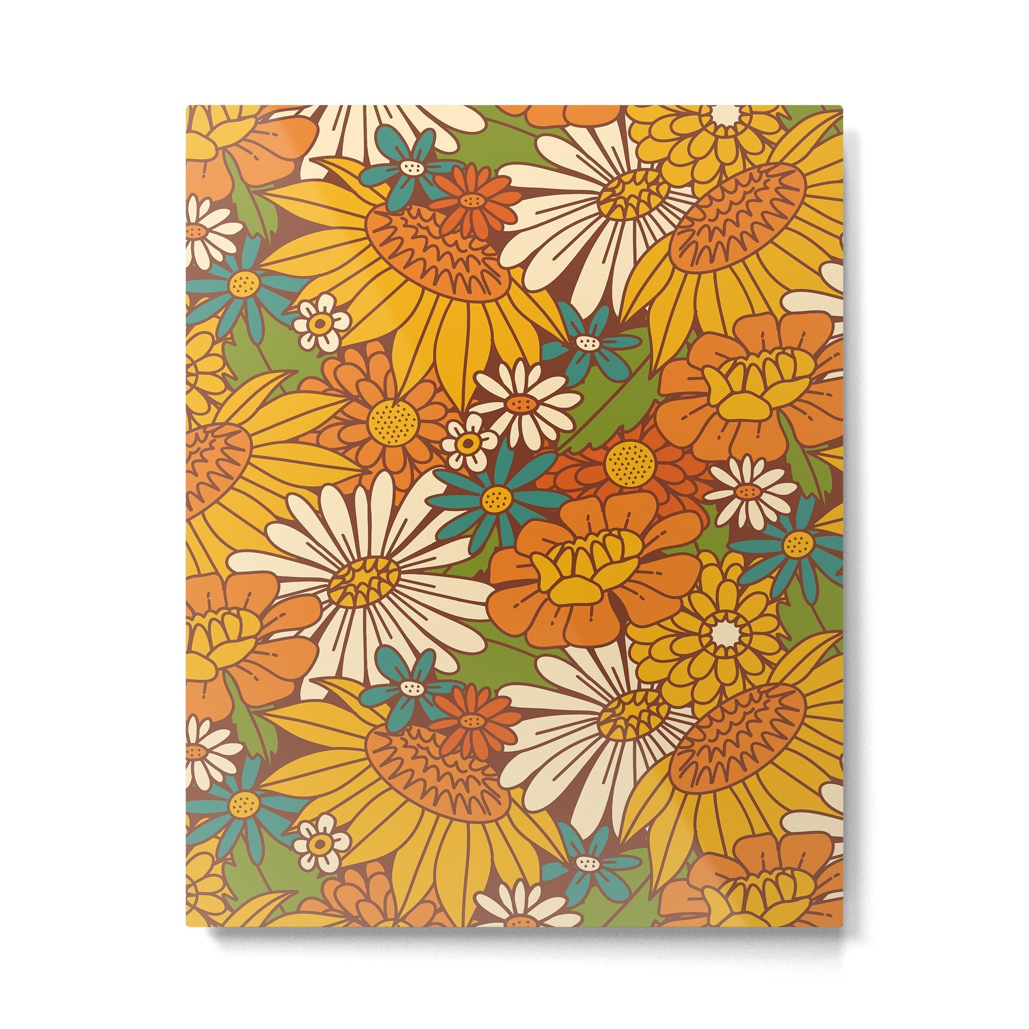 70s Retro Floral Metal Print