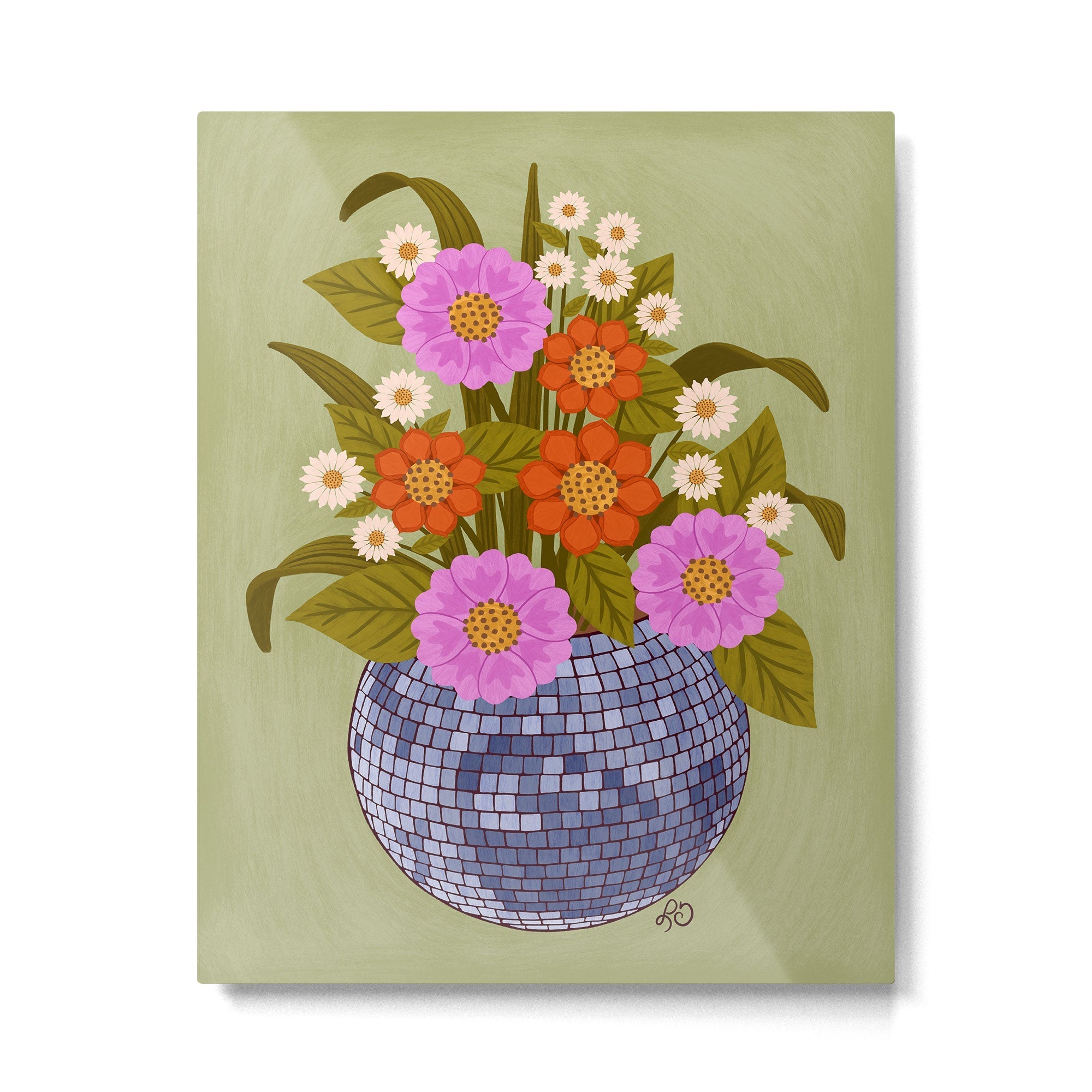 1970s Disco Ball Flower Pot  Metal Print