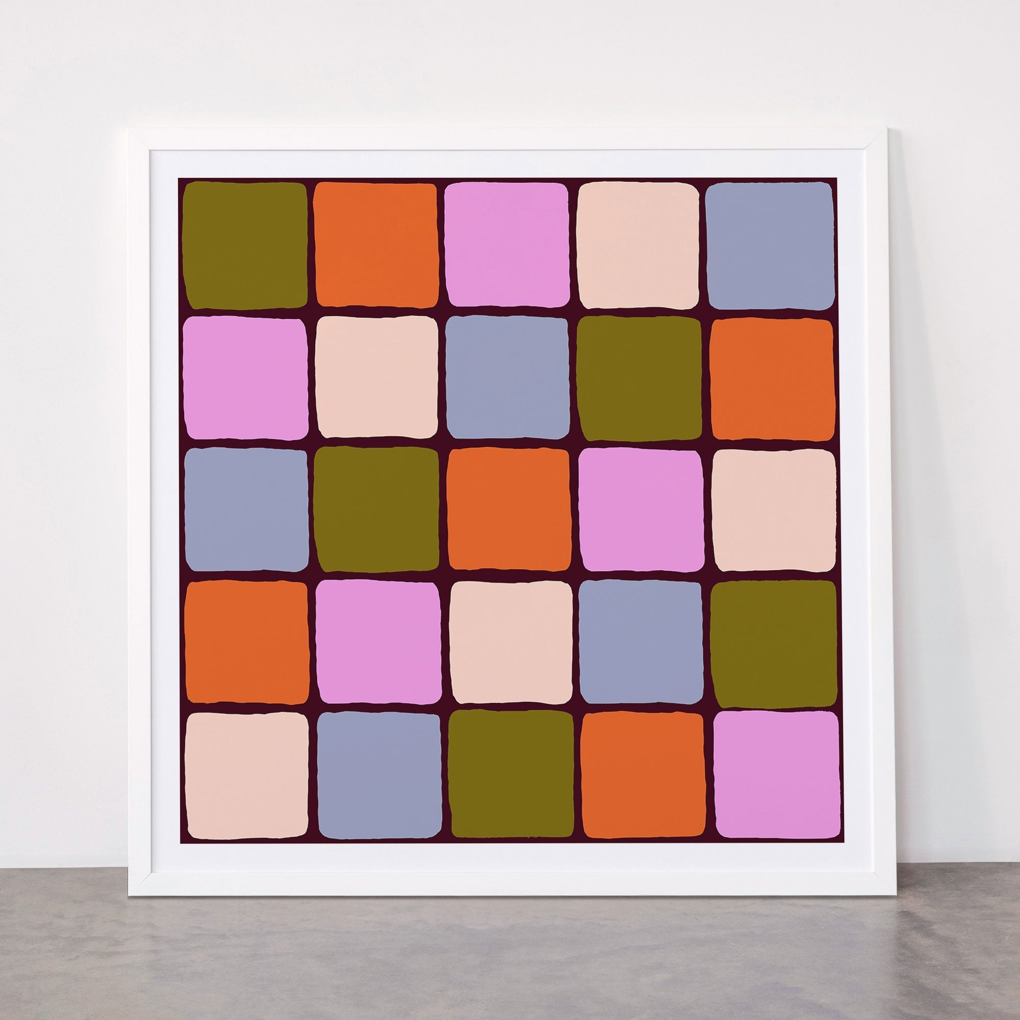 1970s Disco Dancefloor Checkerboard Pattern Framed Art Print