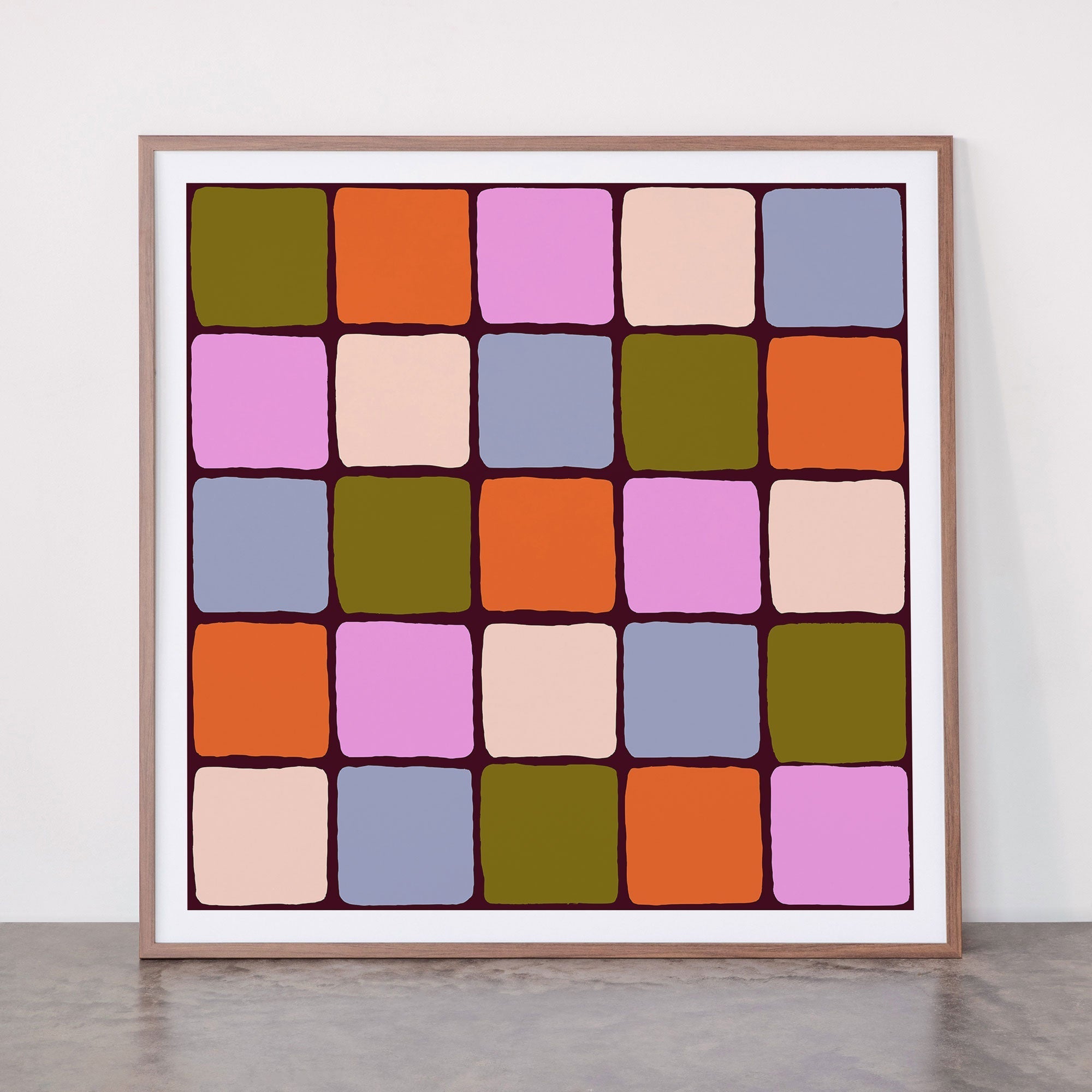 1970s Disco Dancefloor Checkerboard Pattern Framed Art Print
