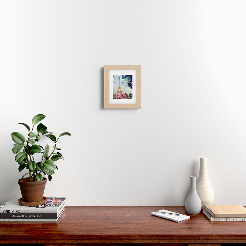 A Floral View of the Eiffel Tower Framed Art Print
