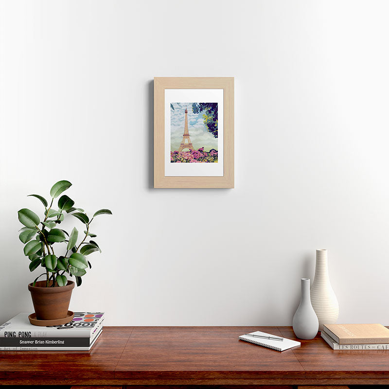 A Floral View of the Eiffel Tower Framed Art Print