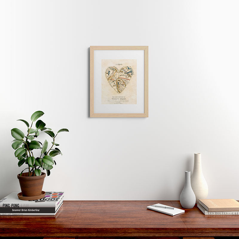 "A Map of the Open Country of a Woman's Heart" by D. W. Kellogg (c. 1833-1842) Framed Art Print