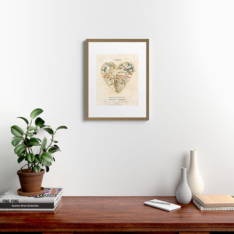 "A Map of the Open Country of a Woman's Heart" by D. W. Kellogg (c. 1833-1842) Framed Art Print