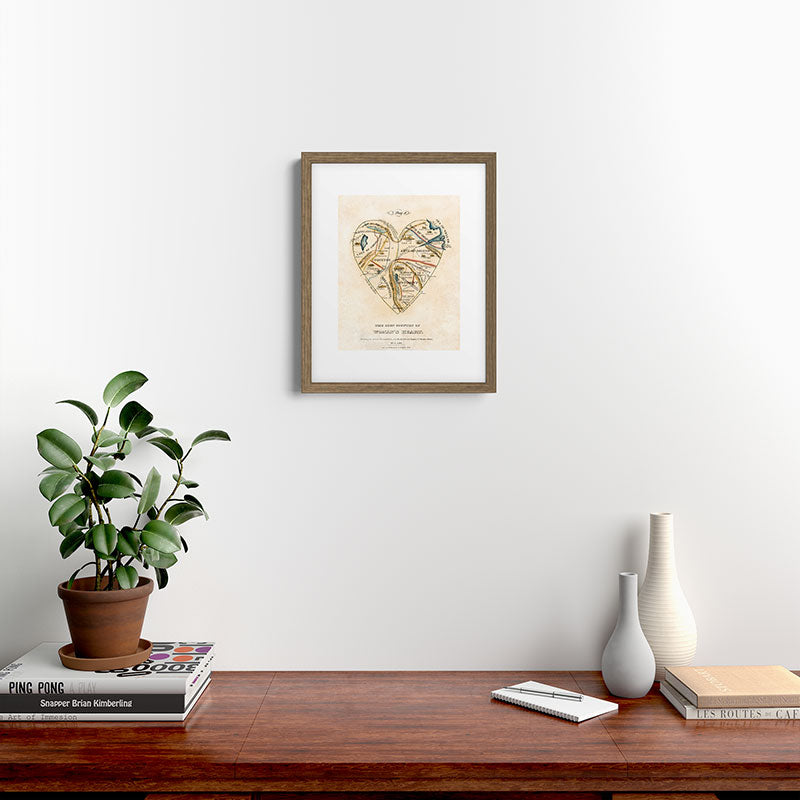"A Map of the Open Country of a Woman's Heart" by D. W. Kellogg (c. 1833-1842) Framed Art Print