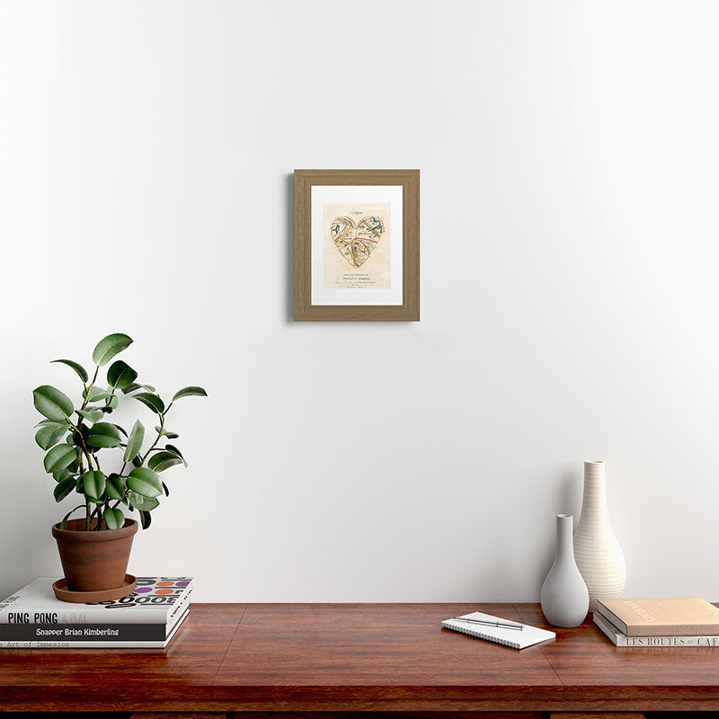 "A Map of the Open Country of a Woman's Heart" by D. W. Kellogg (c. 1833-1842) Framed Art Print