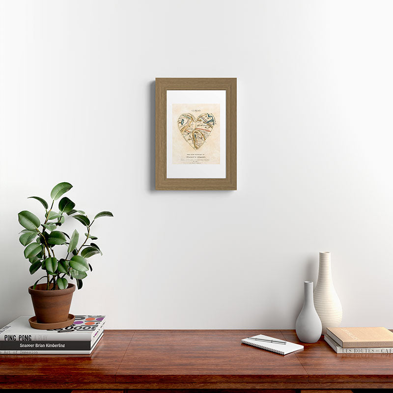 "A Map of the Open Country of a Woman's Heart" by D. W. Kellogg (c. 1833-1842) Framed Art Print
