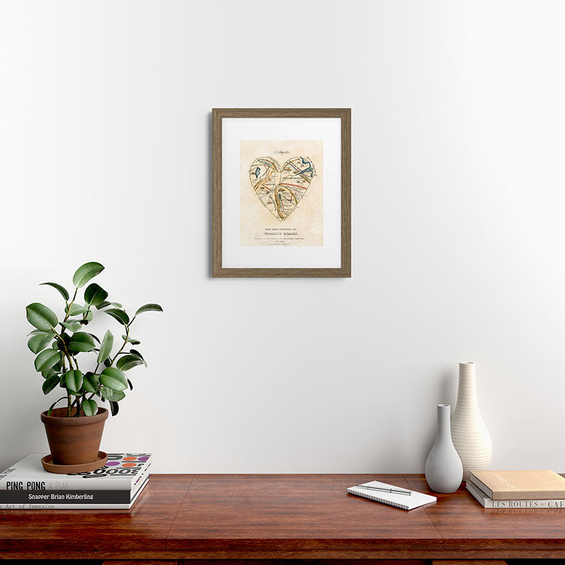 "A Map of the Open Country of a Woman's Heart" by D. W. Kellogg (c. 1833-1842) Framed Art Print