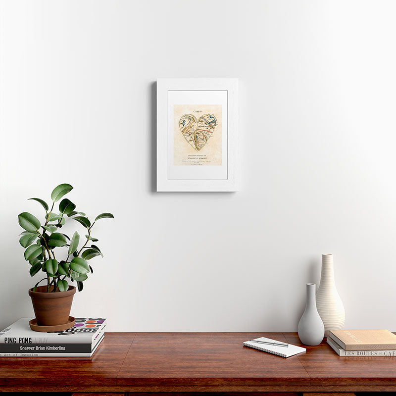 "A Map of the Open Country of a Woman's Heart" by D. W. Kellogg (c. 1833-1842) Framed Art Print