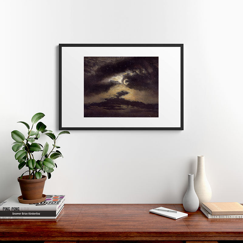 "Clouds in Moonlight" by Knud Baade, 1843 Framed Art Print