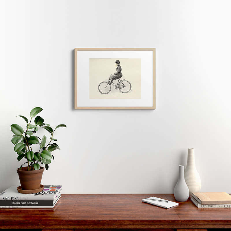 "Coasting" from "Bicycling for Ladies" by Maria E. Ward, 1896 Framed Art Print
