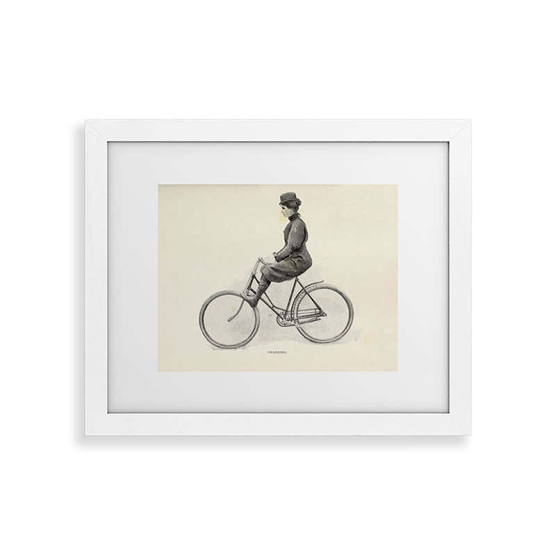 "Coasting" from "Bicycling for Ladies" by Maria E. Ward, 1896 Framed Art Print