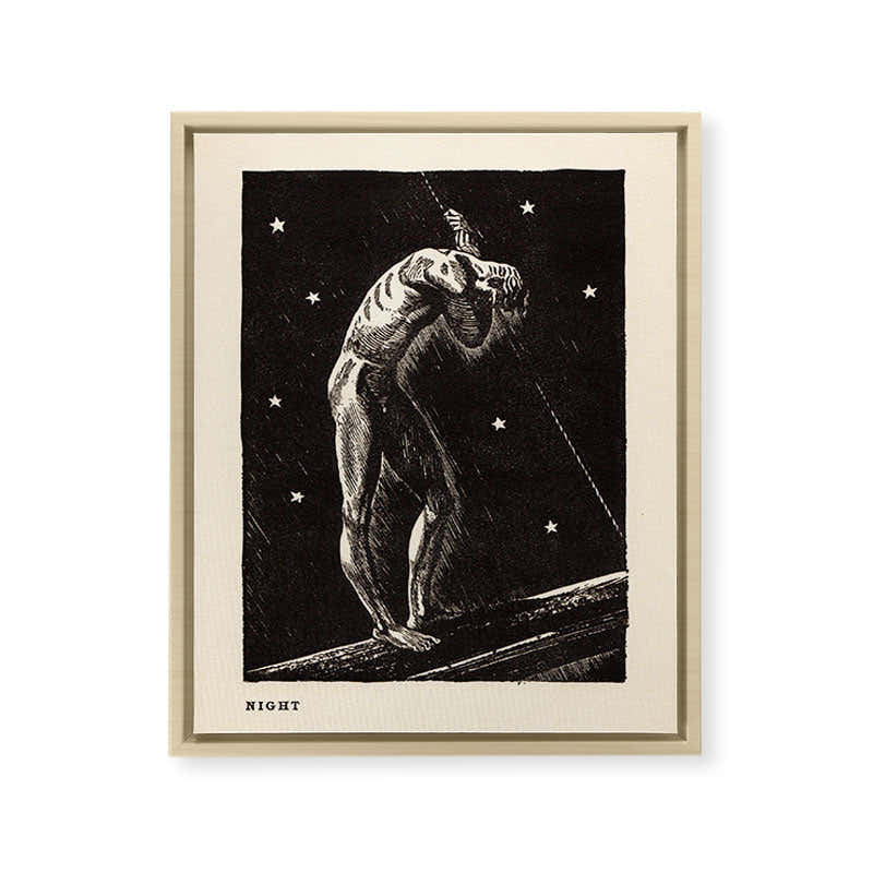 "Night" by Rockwell Kent (1919) Framed Canvas Print