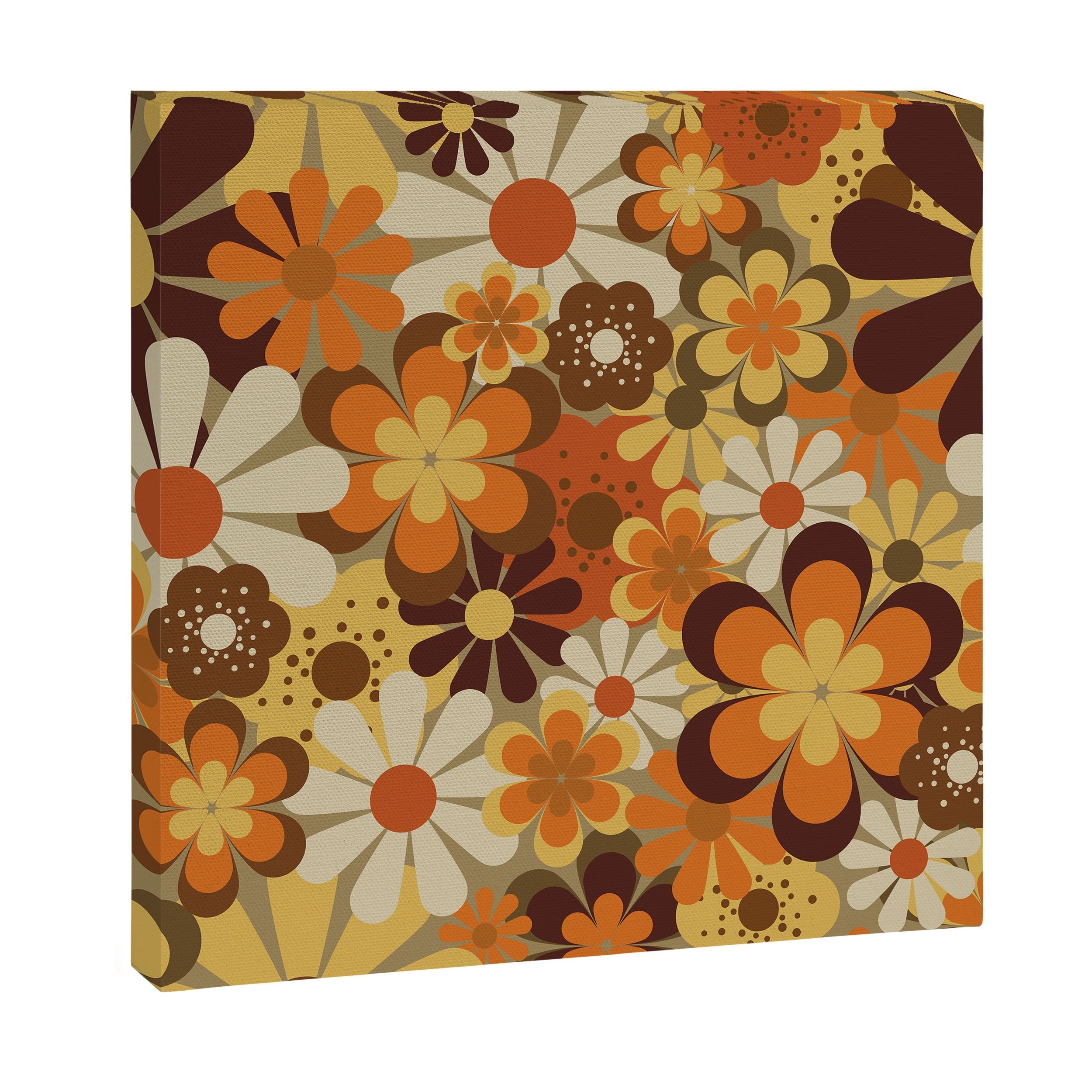 70's Floral Prints, Retro Art Canvas Print