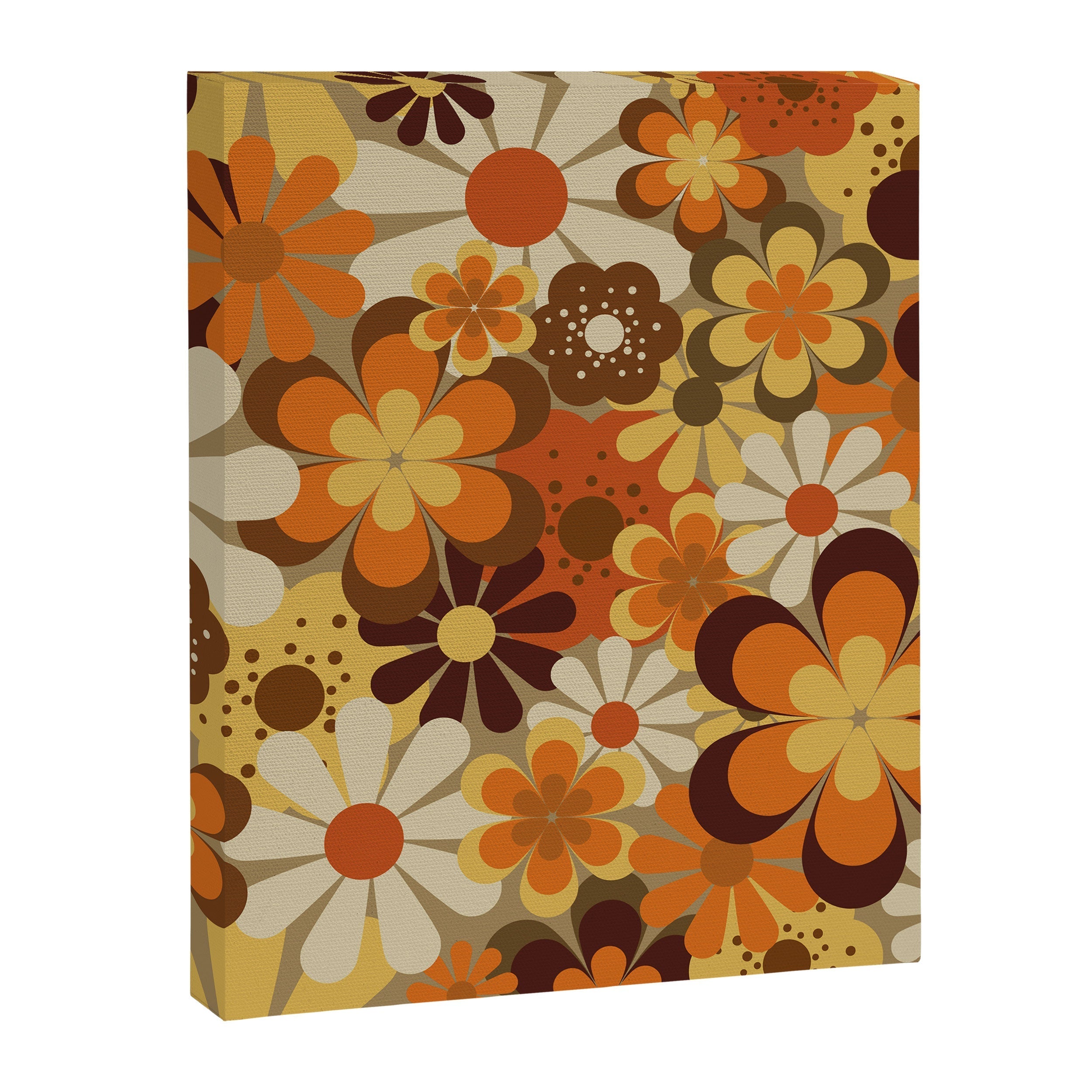 70's Floral Prints, Retro Art Canvas Print
