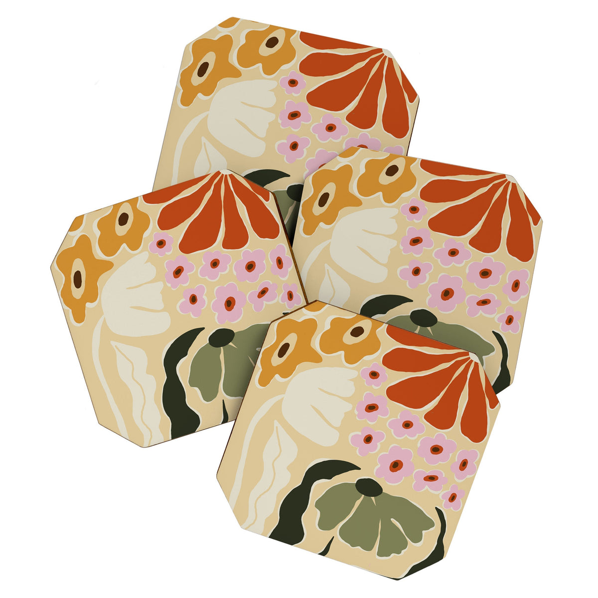 70s tropical fun flower Coaster