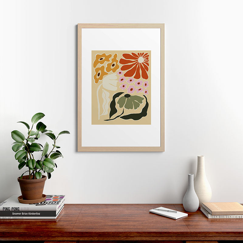 70s tropical fun flower Framed Art Print