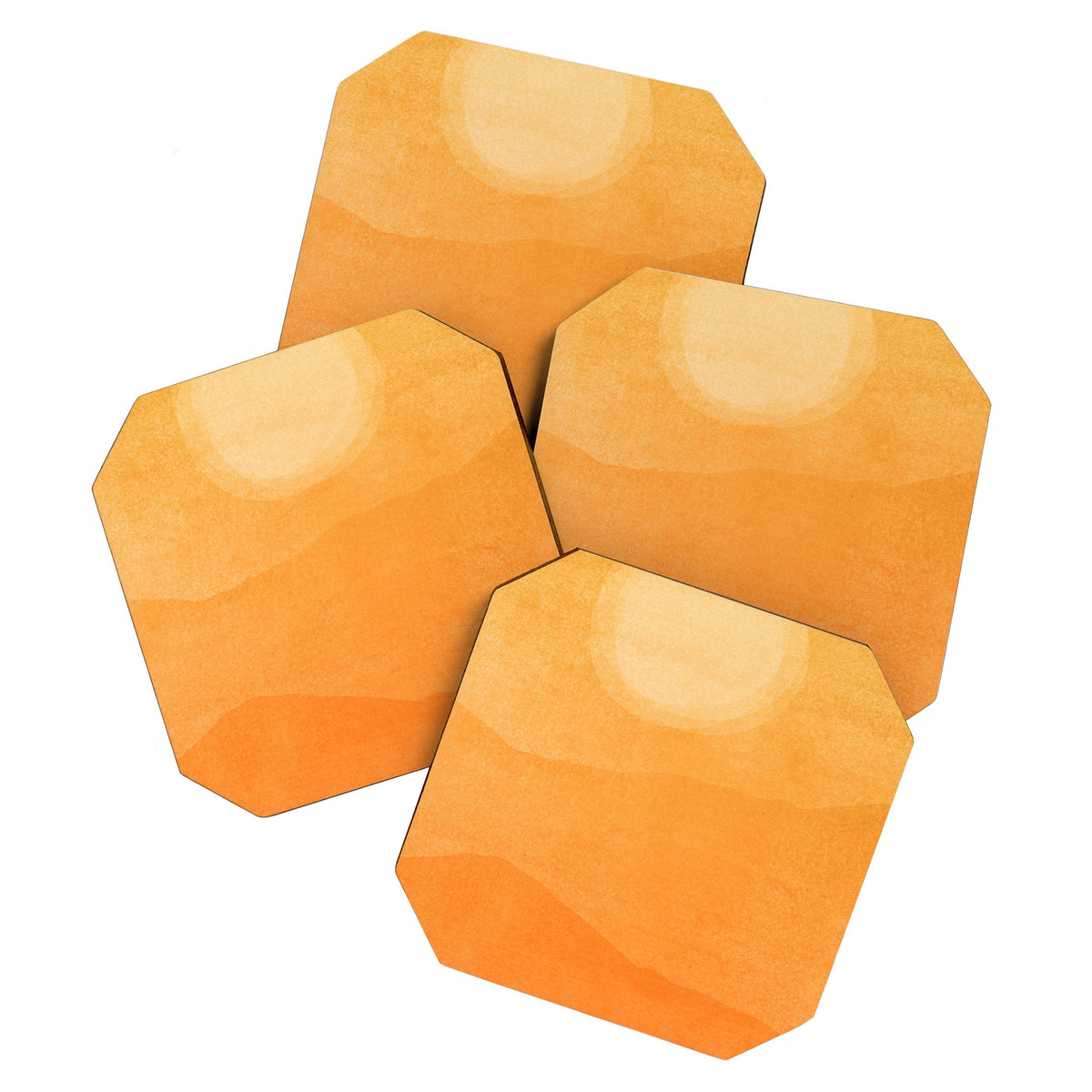 70s Style Golden Sunset Abstract Landscape Coaster