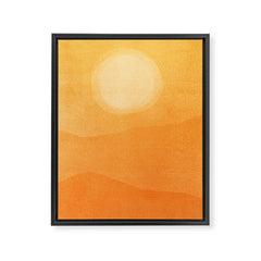 70s Style Golden Sunset Abstract Landscape Framed Canvas Print